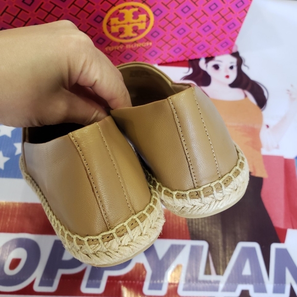 NWT!!! TORYBURCH EVERLY LEATHER ESPADRILLE (TIRAMISU) - Picture 2 of 7
